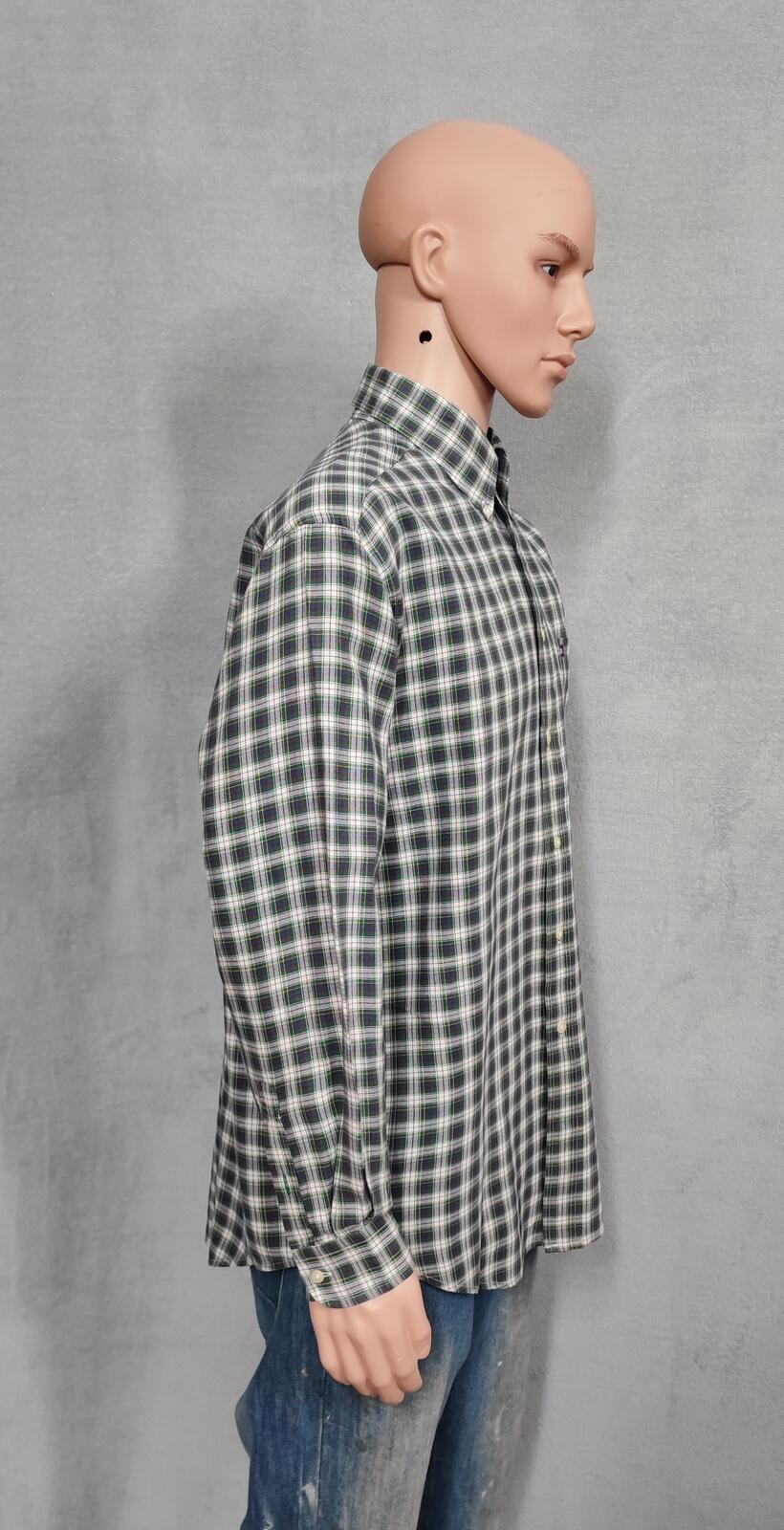 Vintage Tommy Hilfiger Checked Long Sleeve Shirt Green Navy Plaid Men's Size XL