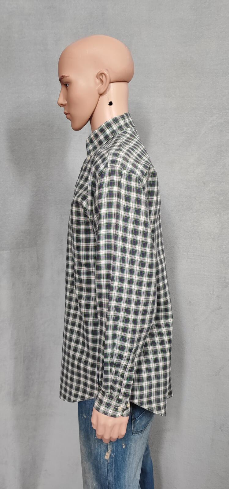 Vintage Tommy Hilfiger Checked Long Sleeve Shirt Green Navy Plaid Men's Size XL