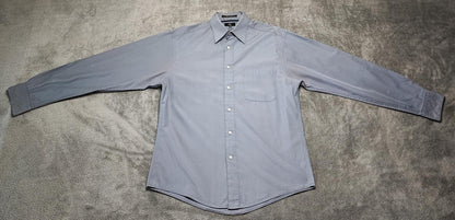 Vintage Calvin Klein Striped Shirt Medium Grey White Cotton Long Sleeve Y2K 90s