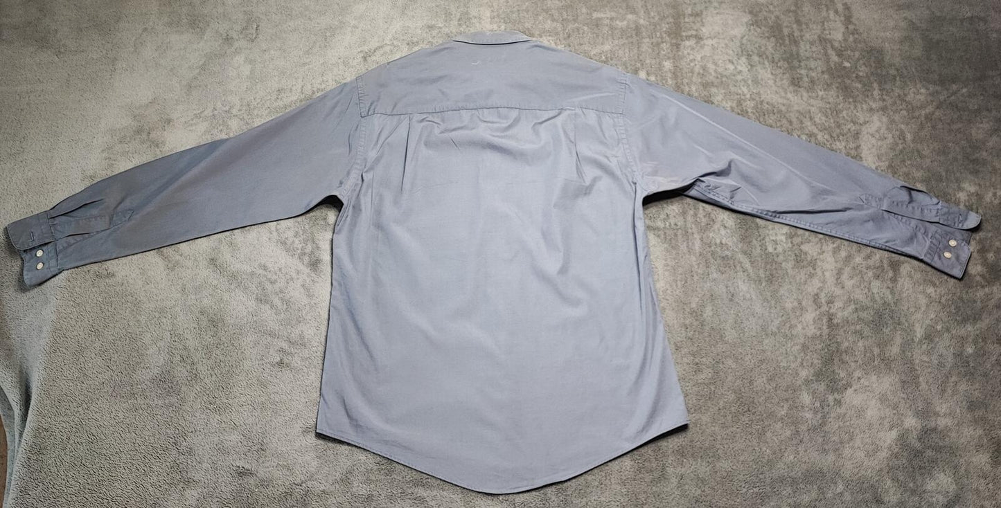 Vintage Calvin Klein Striped Shirt Medium Grey White Cotton Long Sleeve Y2K 90s