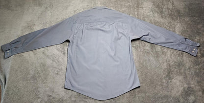 Vintage Calvin Klein Striped Shirt Medium Grey White Cotton Long Sleeve Y2K 90s