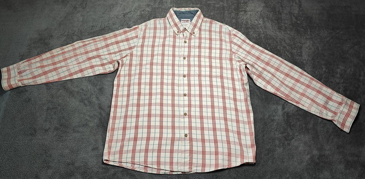 Vintage Wrangler Checked Long Sleeve Shirt Western Plaid Red Men's Size XL