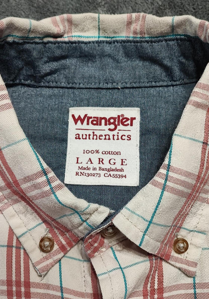 Vintage Wrangler Checked Long Sleeve Shirt Western Plaid Red Men's Size XL