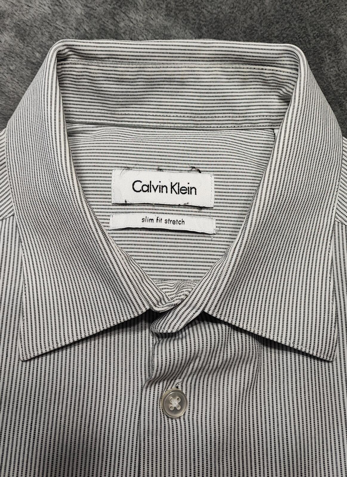 Vintage Calvin Klein Plain Long Sleeve Shirt Grey Men's Size Small S