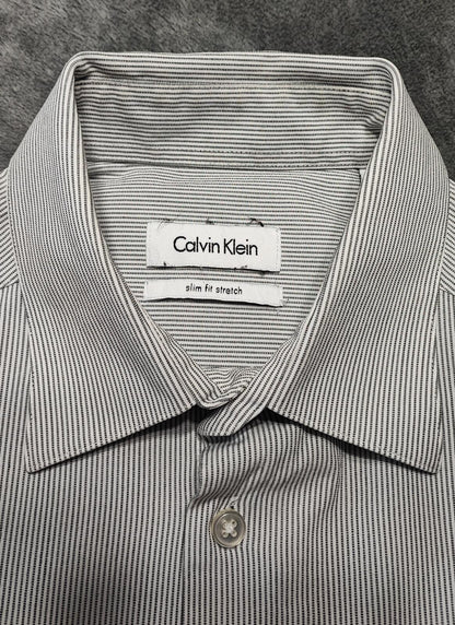 Vintage Calvin Klein Plain Long Sleeve Shirt Grey Men's Size Small S
