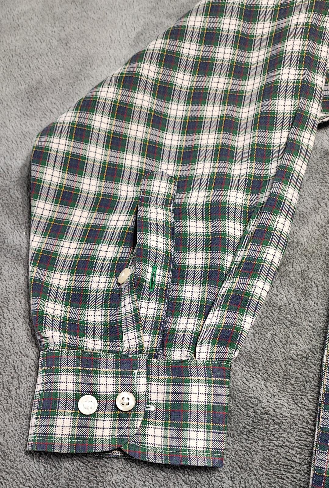 Vintage Tommy Hilfiger Checked Long Sleeve Shirt Green Navy Plaid Men's Size XL