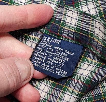 Vintage Tommy Hilfiger Checked Long Sleeve Shirt Green Navy Plaid Men's Size XL