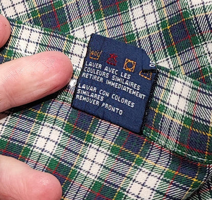 Vintage Tommy Hilfiger Checked Long Sleeve Shirt Green Navy Plaid Men's Size XL