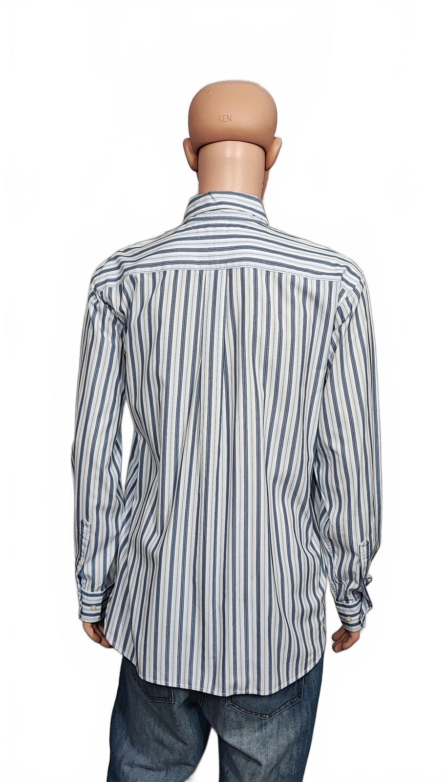 Vintage Tommy Hilfiger Striped Long Sleeve Preppy Shirt Blue Men Size Large