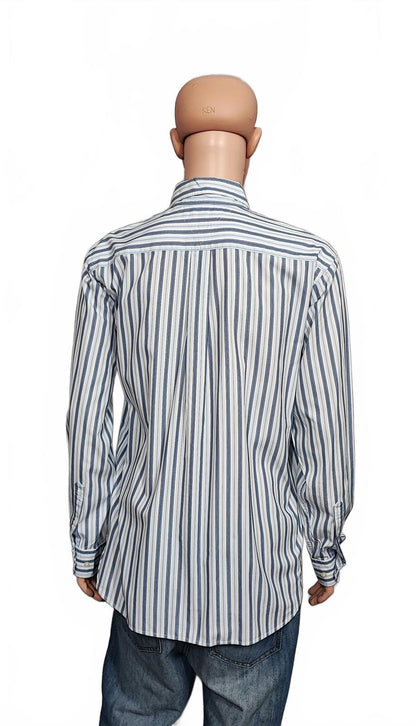 Vintage Tommy Hilfiger Striped Long Sleeve Preppy Shirt Blue Men Size Large