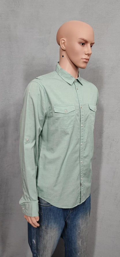 Vintage Calvin Klein Jeans Long Sleeve Shirt Sage Green Utility Men's Size M