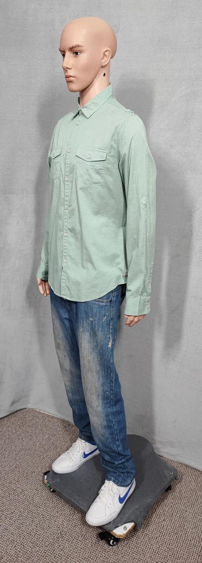 Vintage Calvin Klein Jeans Long Sleeve Shirt Sage Green Utility Men's Size M