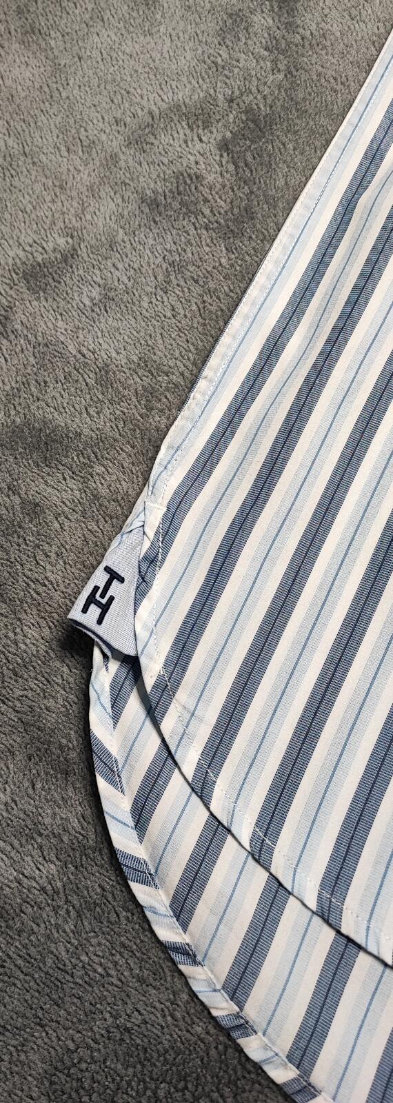 Vintage Tommy Hilfiger Striped Long Sleeve Preppy Shirt Blue Men Size Large