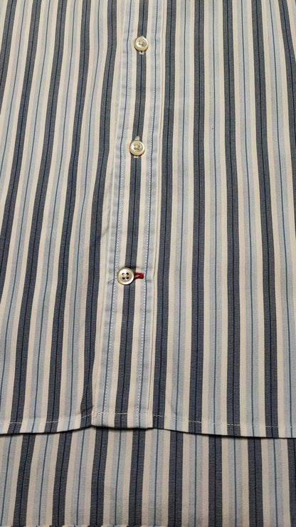 Vintage Tommy Hilfiger Striped Long Sleeve Preppy Shirt Blue Men Size Large