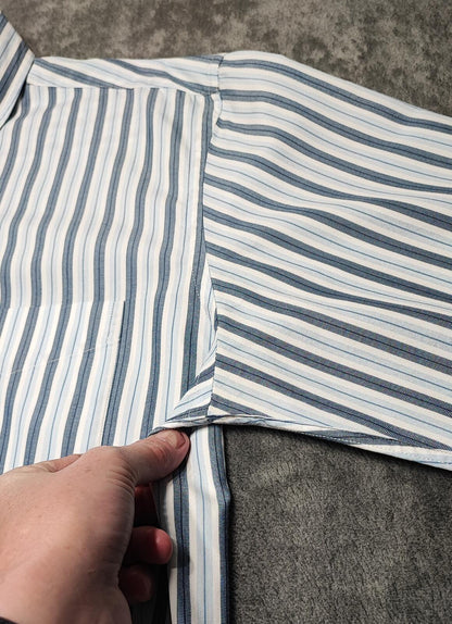 Vintage Tommy Hilfiger Striped Long Sleeve Preppy Shirt Blue Men Size Large
