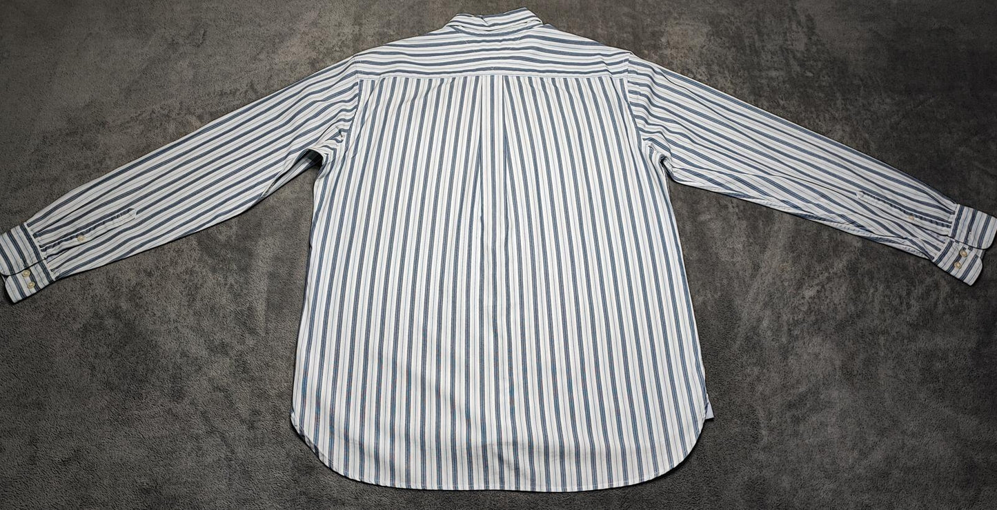 Vintage Tommy Hilfiger Striped Long Sleeve Preppy Shirt Blue Men Size Large
