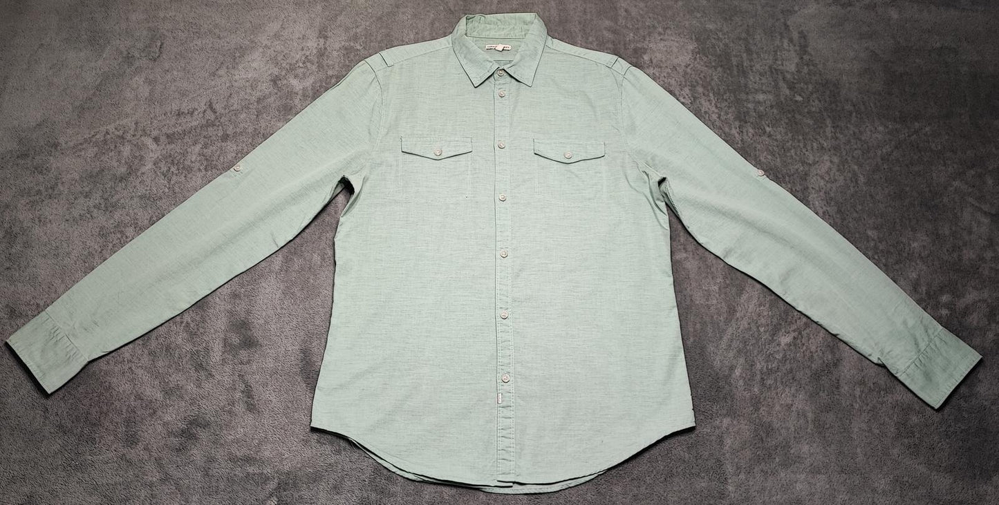 Vintage Calvin Klein Jeans Long Sleeve Shirt Sage Green Utility Men's Size M