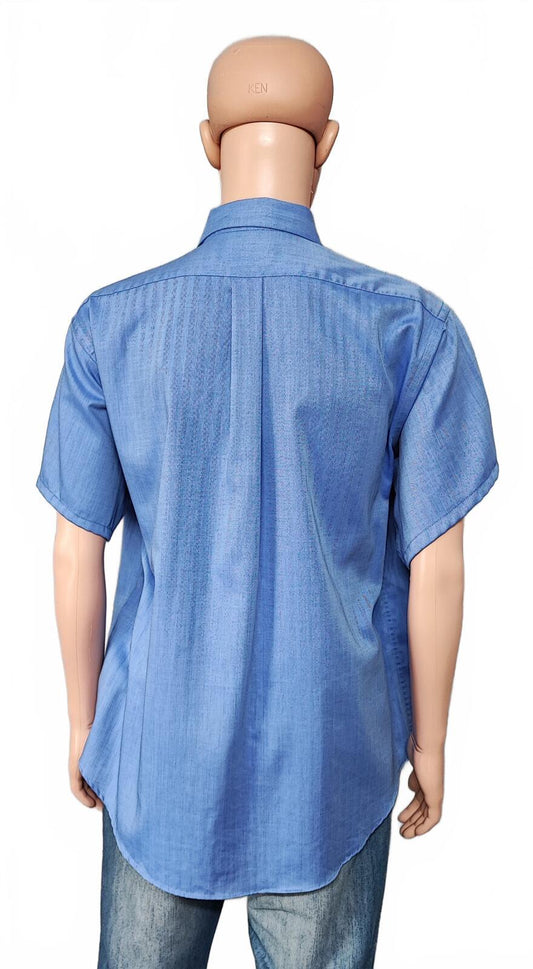 Vintage Chaps Checked Short Sleeve Shirt Blue White Gingham Casual Men Size XXL