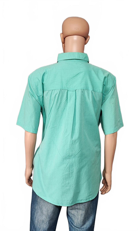 Vintage Chaps Plain Short Sleeve Shirt Mint Green Pastel Men's Size XXXL 3XL