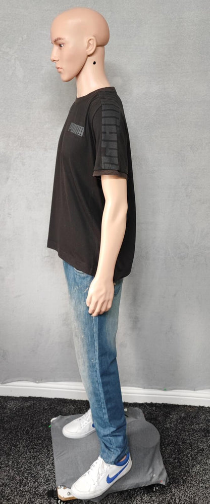 Vintage Puma Black Graphic T-Shirt Tonal Logo Retro Y2K Men's Size Large L