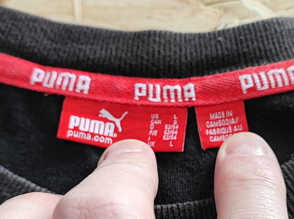 Vintage Puma Black Graphic T-Shirt Tonal Logo Retro Y2K Men's Size Large L