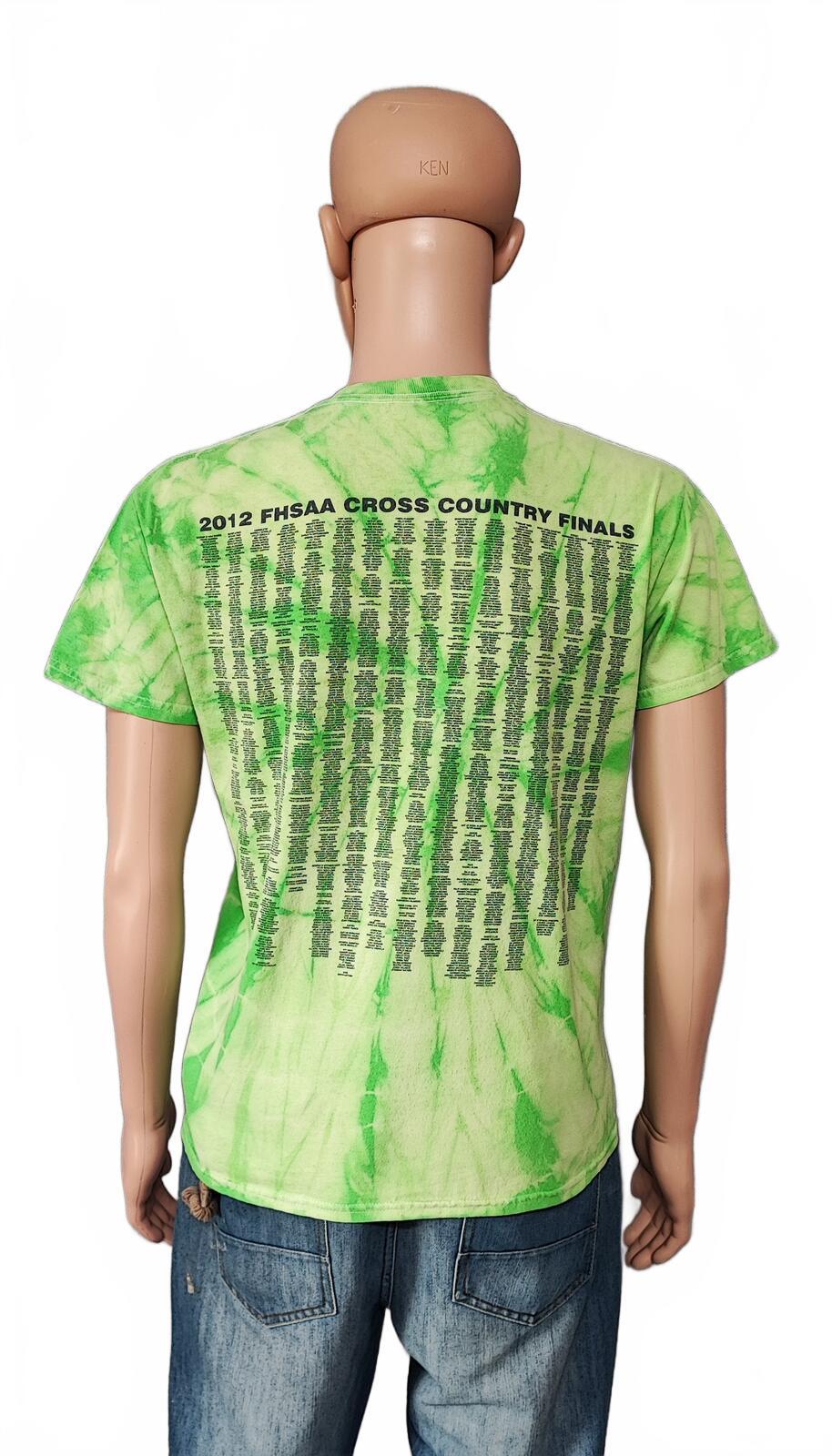 Vintage 2012 FHSAA Cross Country Tie Dye T-Shirt Neon Green Retro Men's Size M