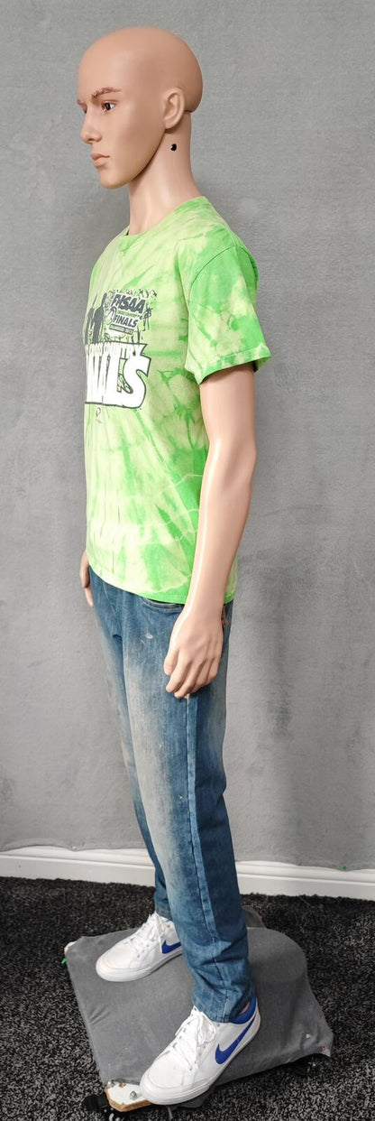 Vintage 2012 FHSAA Cross Country Tie Dye T-Shirt Neon Green Retro Men's Size M