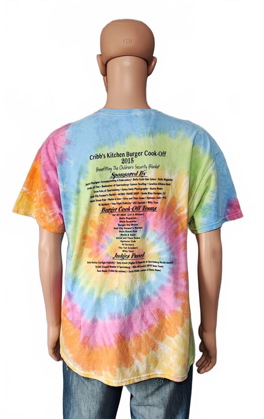 Vintage Gildan Tie Dye Memorial Event Graphic T-Shirt Psychedelic Men's Size XL
