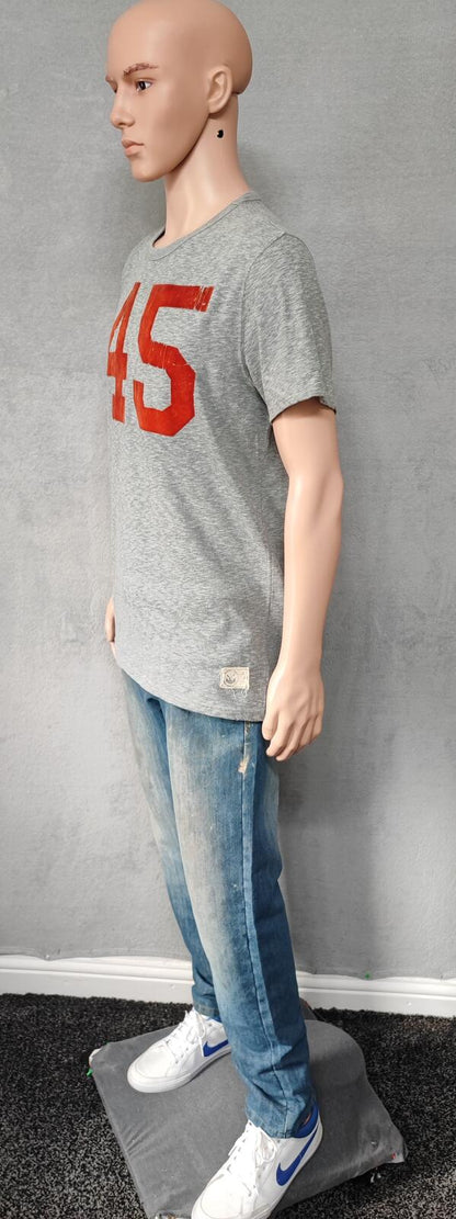 Vintage American Eagle Athletics Graphic T-Shirt Faded Blue Grey Men's Size L