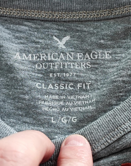 Vintage American Eagle Athletics Graphic T-Shirt Faded Blue Grey Men's Size L
