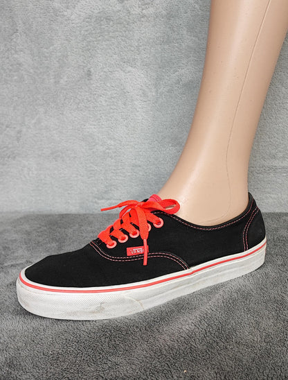 Vintage Vans Classic Plain Black Canvas Skate Trainers Shoes Men Size UK 6.5