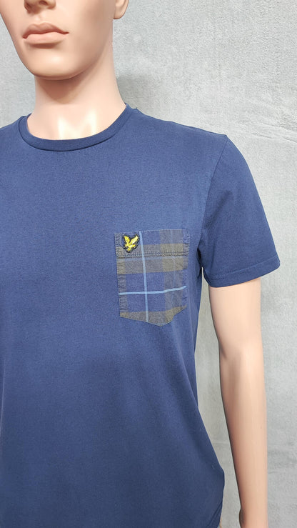 Vintage Lyle & Scott T-Shirt Navy Blue Golden Eagle Retro 90s Men's Size Small S