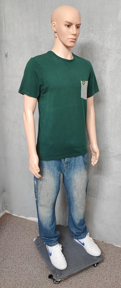Vintage Lyle & Scott T-Shirt Green Golden Eagle Retro 90s Men's Size Small S