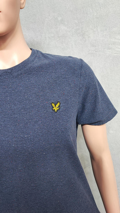 Vintage Lyle & Scott Striped T-Shirt Navy Blue Yellow Men's Size Medium M