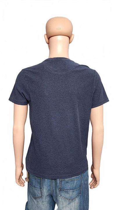 Vintage Lyle & Scott Striped T-Shirt Navy Blue Yellow Men's Size Medium M