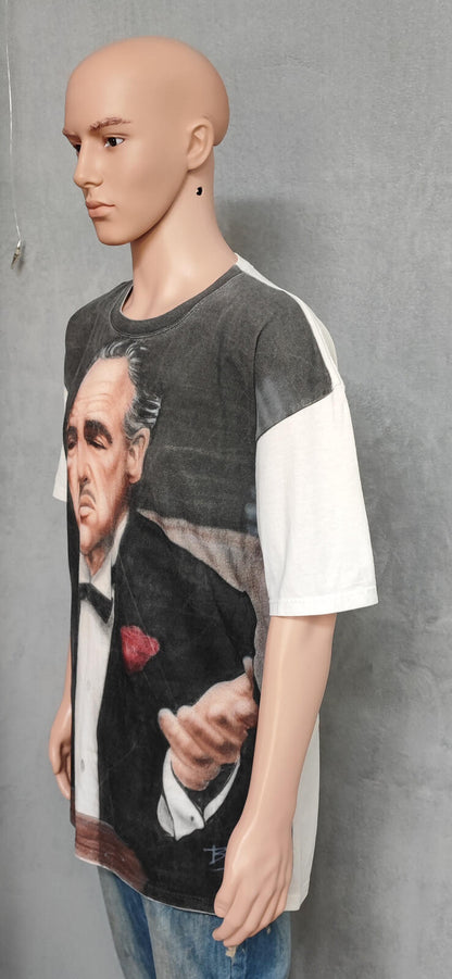 Vintage The Godfather Movie T-Shirt Monochrome All Over Print Men's Size XXL