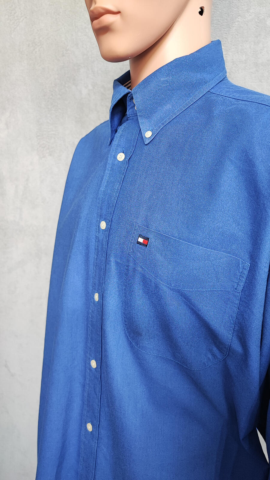 Vintage Tommy Hilfiger Plain Long Sleeve Shirt Light Blue Crest Men's Size XXL