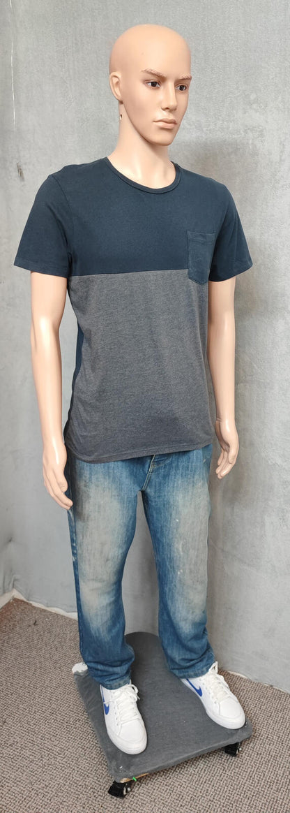 Vintage Jack & Jones Graphic T-Shirt Grey Blue Retro Y2K Men's Size Medium M