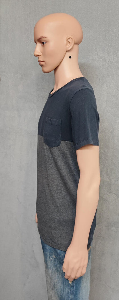 Vintage Jack & Jones Graphic T-Shirt Grey Blue Retro Y2K Men's Size Medium M