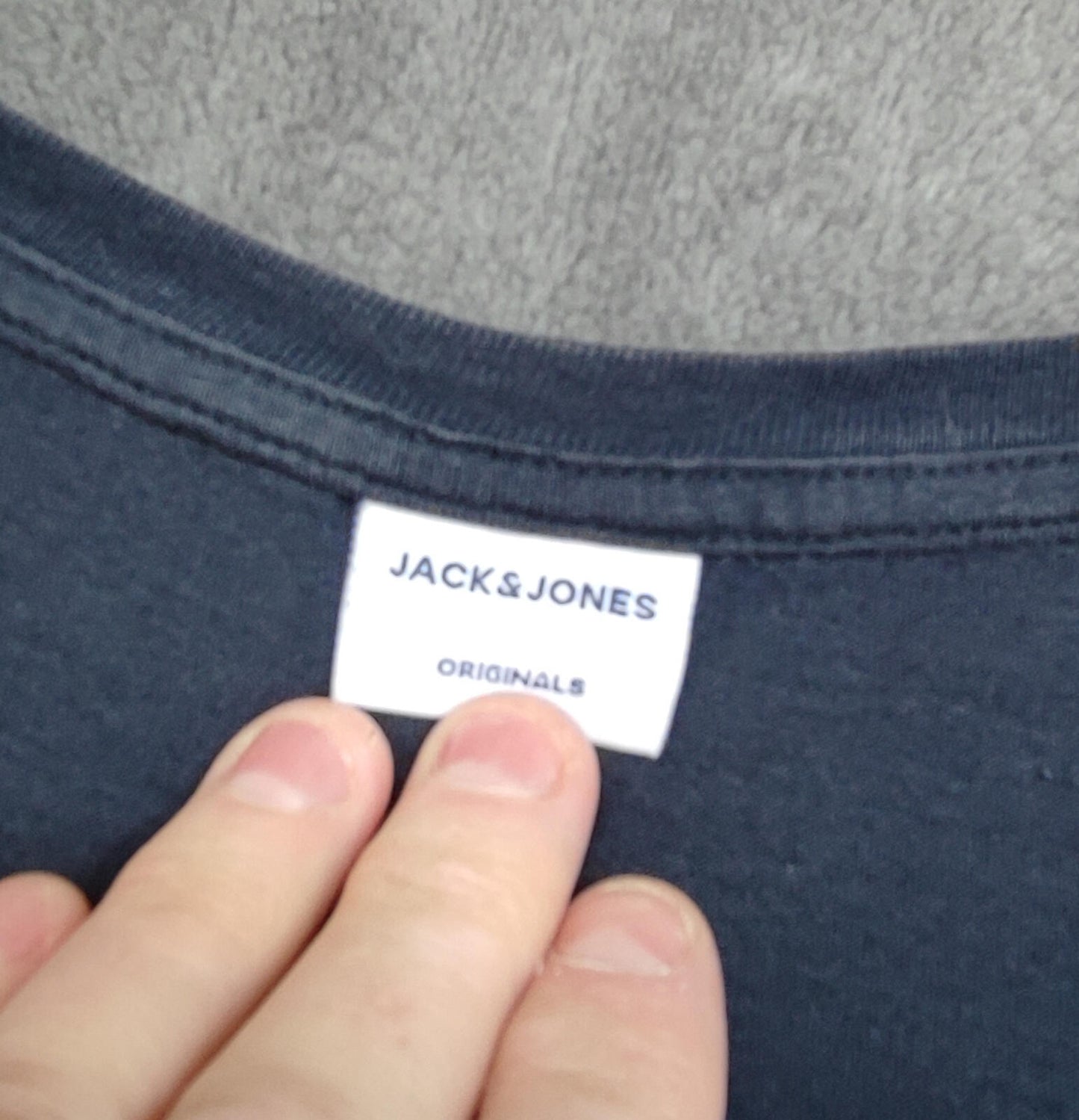 Vintage Jack & Jones Graphic T-Shirt Grey Blue Retro Y2K Men's Size Medium M