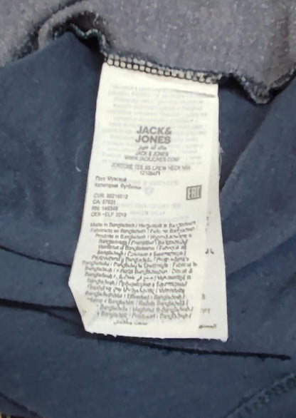 Vintage Jack & Jones Graphic T-Shirt Grey Blue Retro Y2K Men's Size Medium M