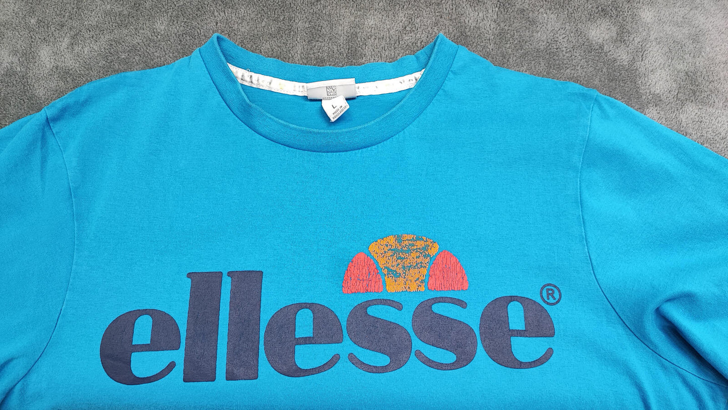 Vintage Ellesse Graphic T-Shirt Blue Retro 90s Casuals Men's Size Medium M