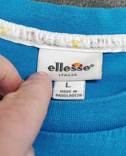 Vintage Ellesse Graphic T-Shirt Blue Retro 90s Casuals Men's Size Medium M