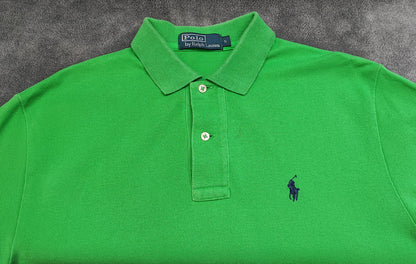 Vintage Polo Ralph Lauren Embroidered Pony Polo Shirt Green Retro 90s Men Size M