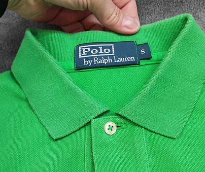 Vintage Polo Ralph Lauren Embroidered Pony Polo Shirt Green Retro 90s Men Size M