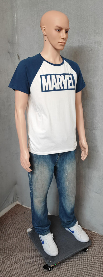 Vintage Marvel Comics Graphic T-Shirt White Blue Retro 90s Men's Size Medium M