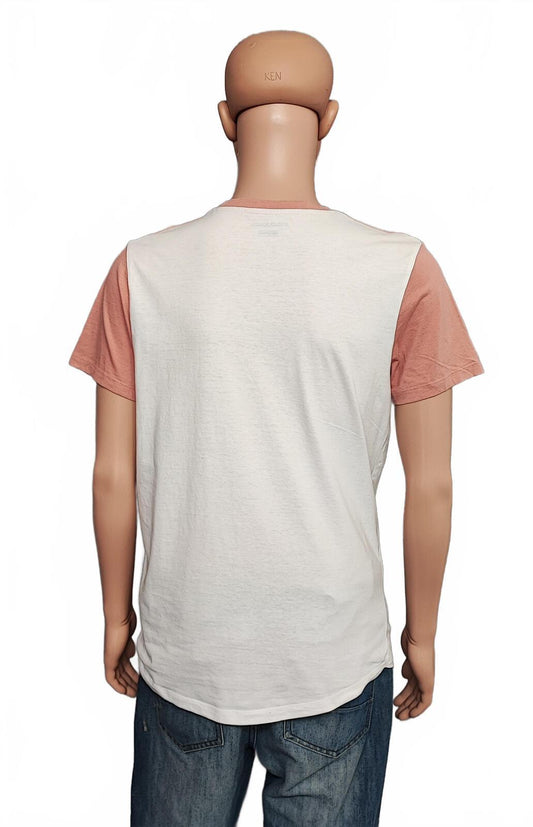 Vintage Jack & Jones Striped T-Shirt Orange White Retro Y2K Men's Size Medium M