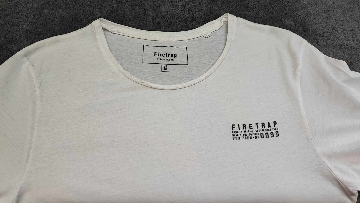 Vintage Firetrap Graphic T-Shirt White Retro Y2K Streetwear Men's Size Medium M