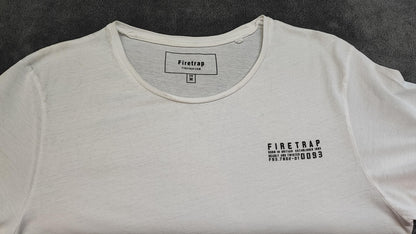 Vintage Firetrap Graphic T-Shirt White Retro Y2K Streetwear Men's Size Medium M