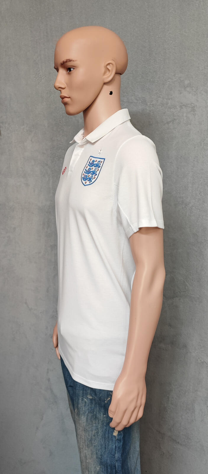 Vintage England Umbro Football Polo Shirt White Red Blue Retro 90s Men's Size S
